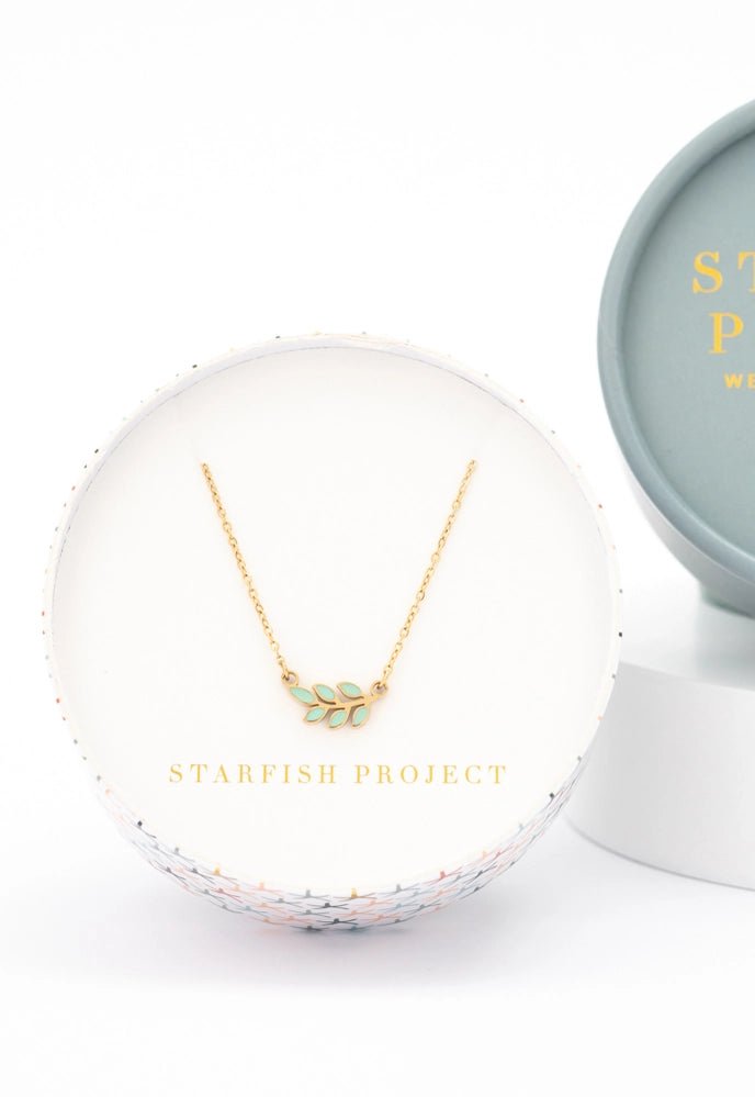Rose & Lee Co Rowen Leaf Necklace, Mint Necklaces