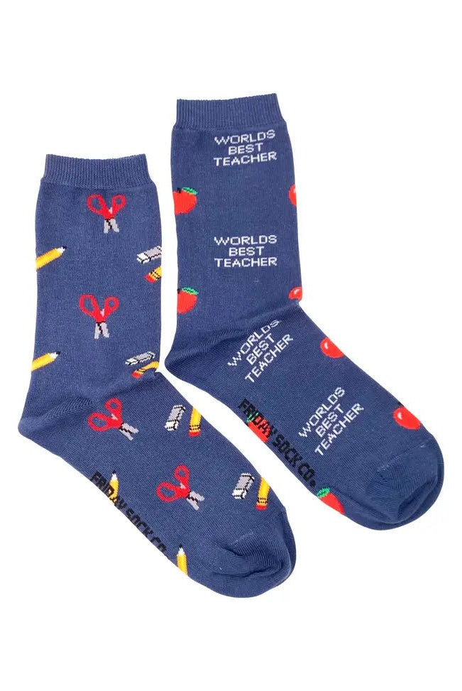 Rose & Lee Co Women's Mismatched Socks, World's Best Teacher & School Accessories