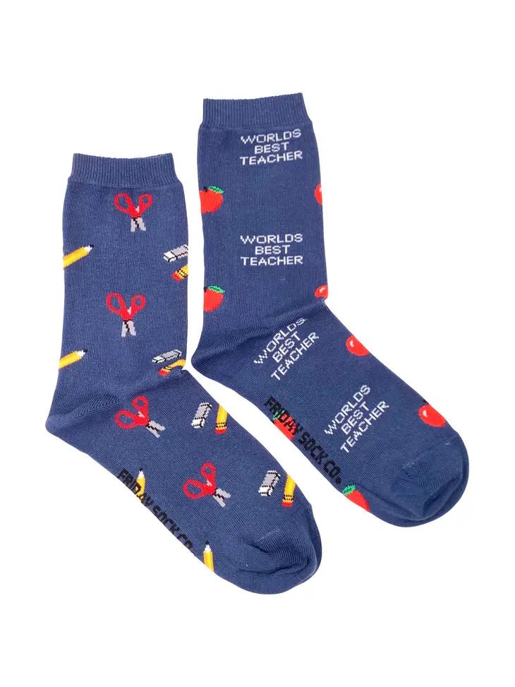 Rose & Lee Co Women's Mismatched Socks, World's Best Teacher & School Accessories