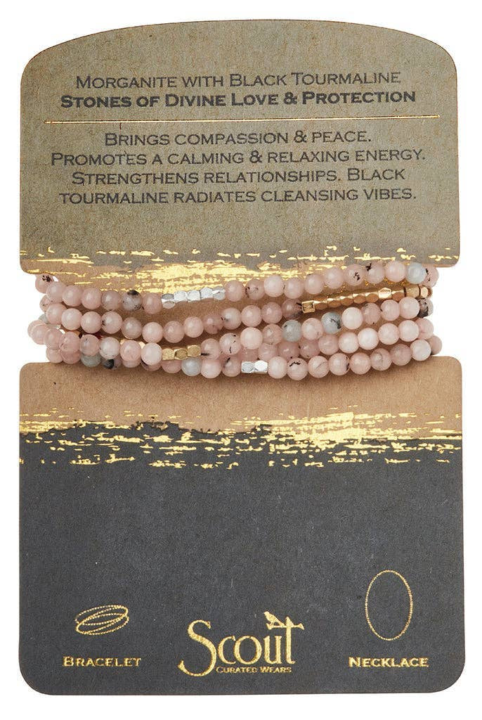 Rose & Lee Co Stone Wrap Bracelet Stone Of Divine Love & Protection, Morganite/Black Tourmaline Bracelets