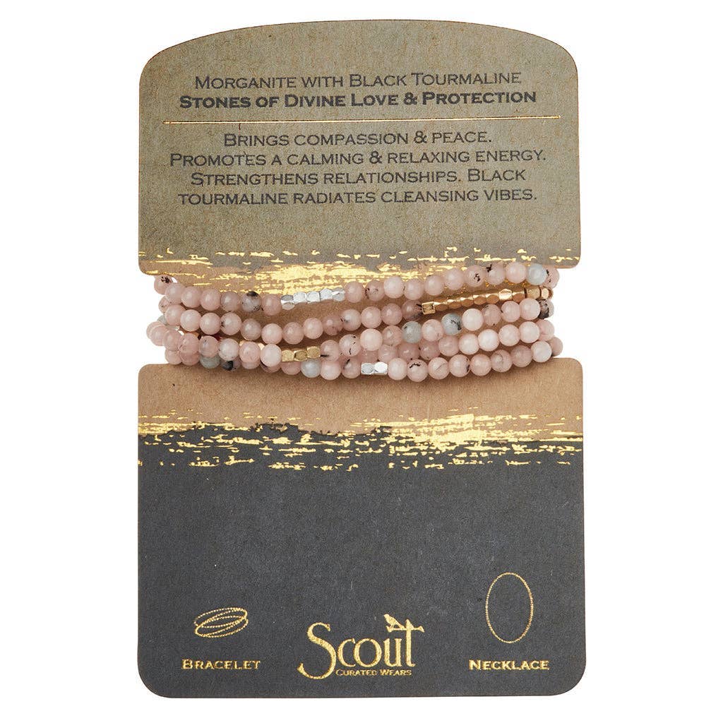 Rose & Lee Co Stone Wrap Bracelet Stone Of Divine Love & Protection, Morganite/Black Tourmaline Bracelets