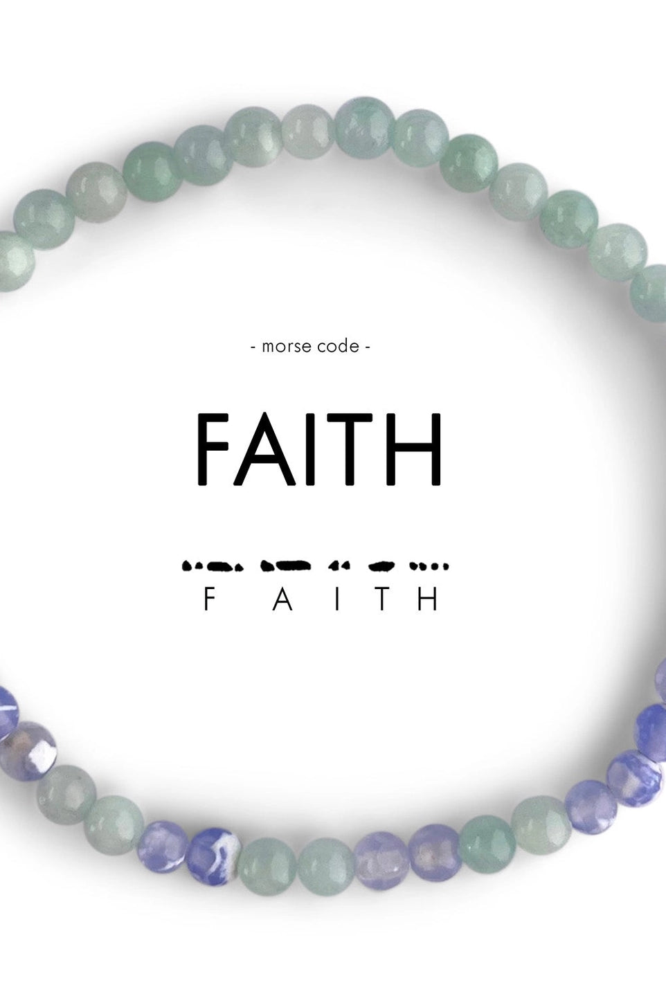 Rose & Lee Co Morse Code Faith Bracelet, Mint & Blue Lace Agate Bracelets