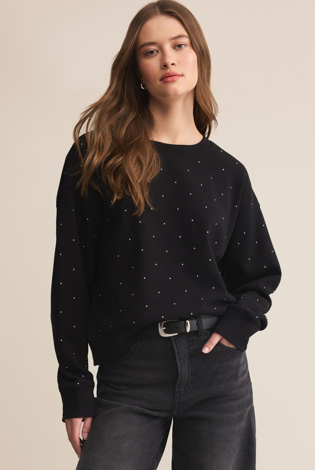 Sparkle Sweatshirt, Black by Z Supply Ethically Sourced Boutique Apex NC