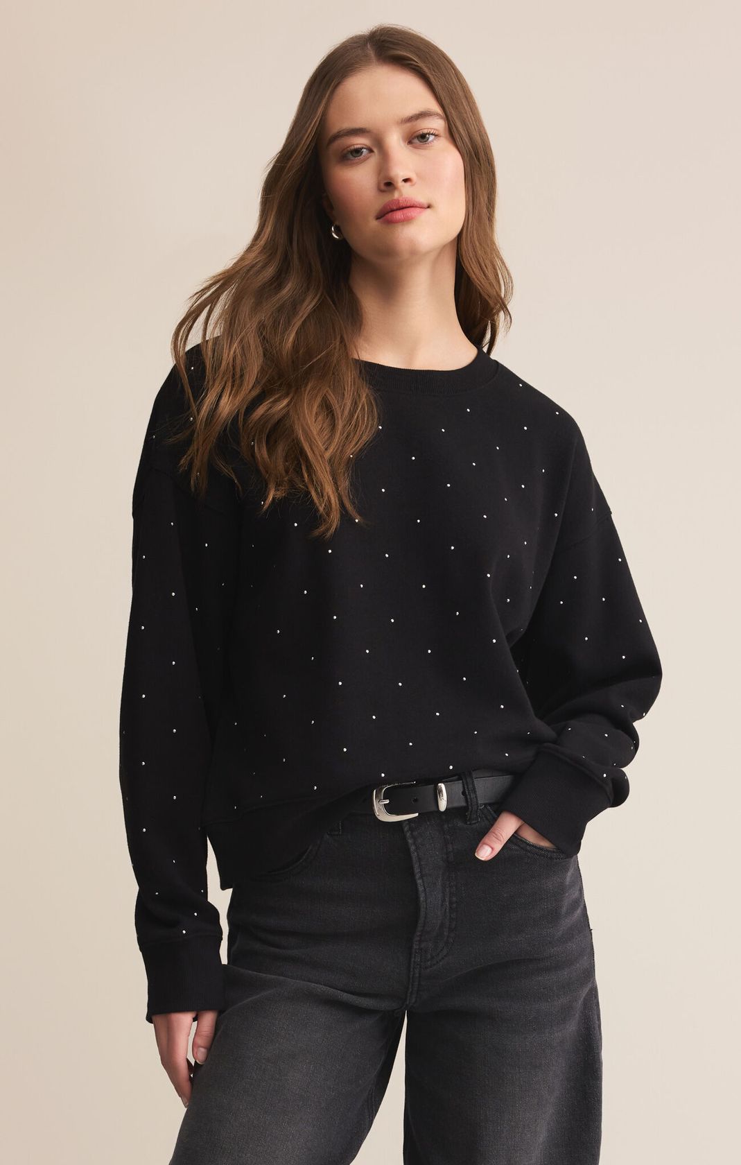 Sparkle Sweatshirt, Black by Z Supply Ethically Sourced Boutique Apex NC