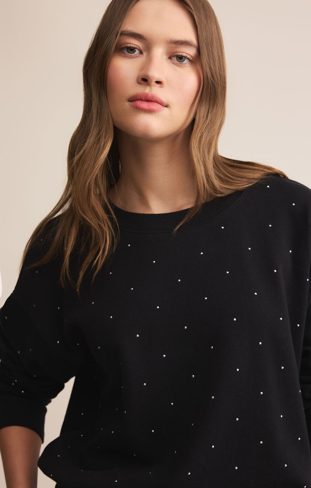 Sparkle Sweatshirt, Black by Z Supply Ethically Sourced Women's Boutique Durham NC