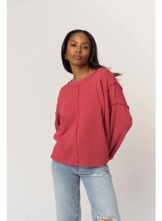 Rose & Lee Co Livy Pullover, Persimmon Red by Project Social T Sweatshirt & Hoodies