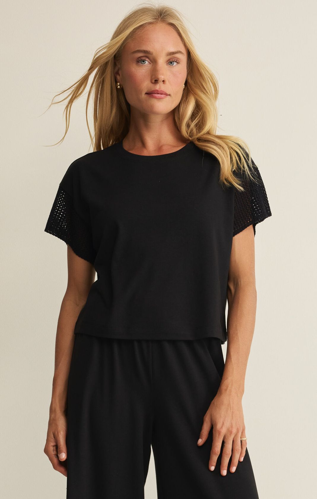 Rose & Lee Co Banyan Top, Black by Z Supply short sleeve