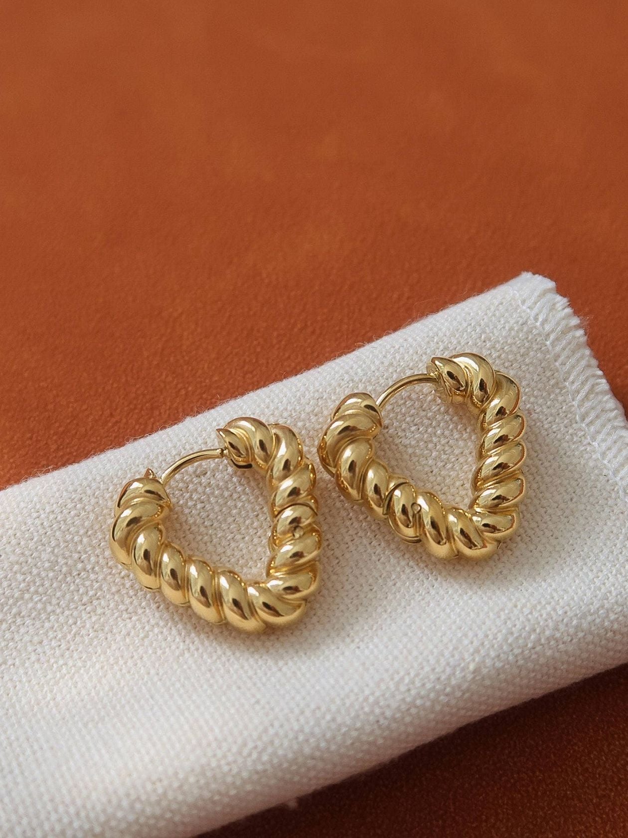 Prudence Twisted Heart Hoop Earrings Ethical Boutique NC
