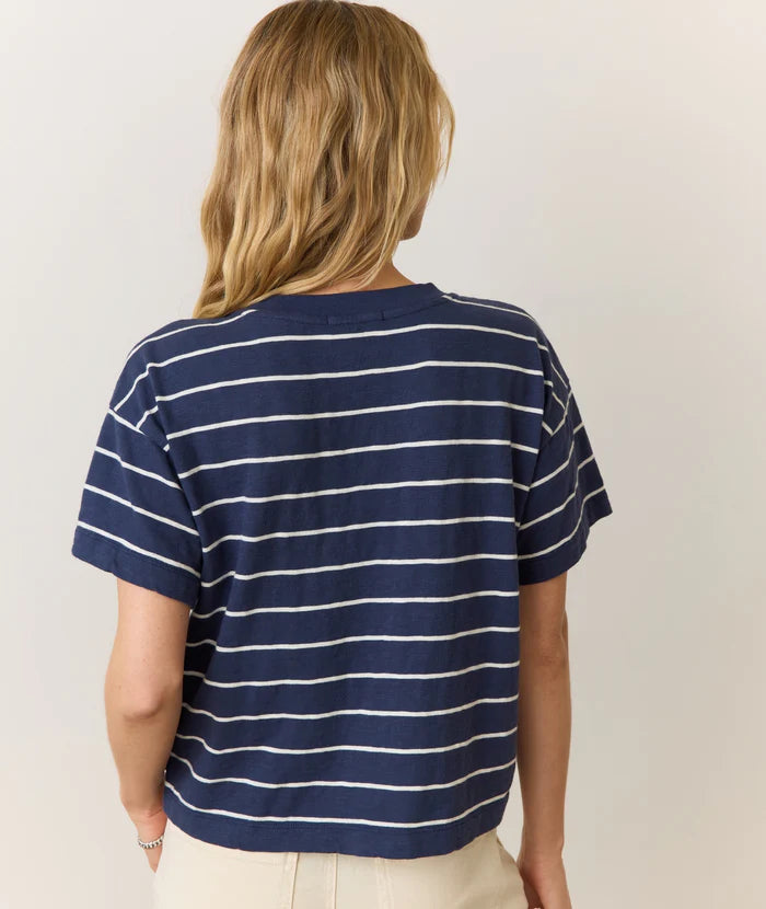 Navy and White Striped Short Sleeve Top