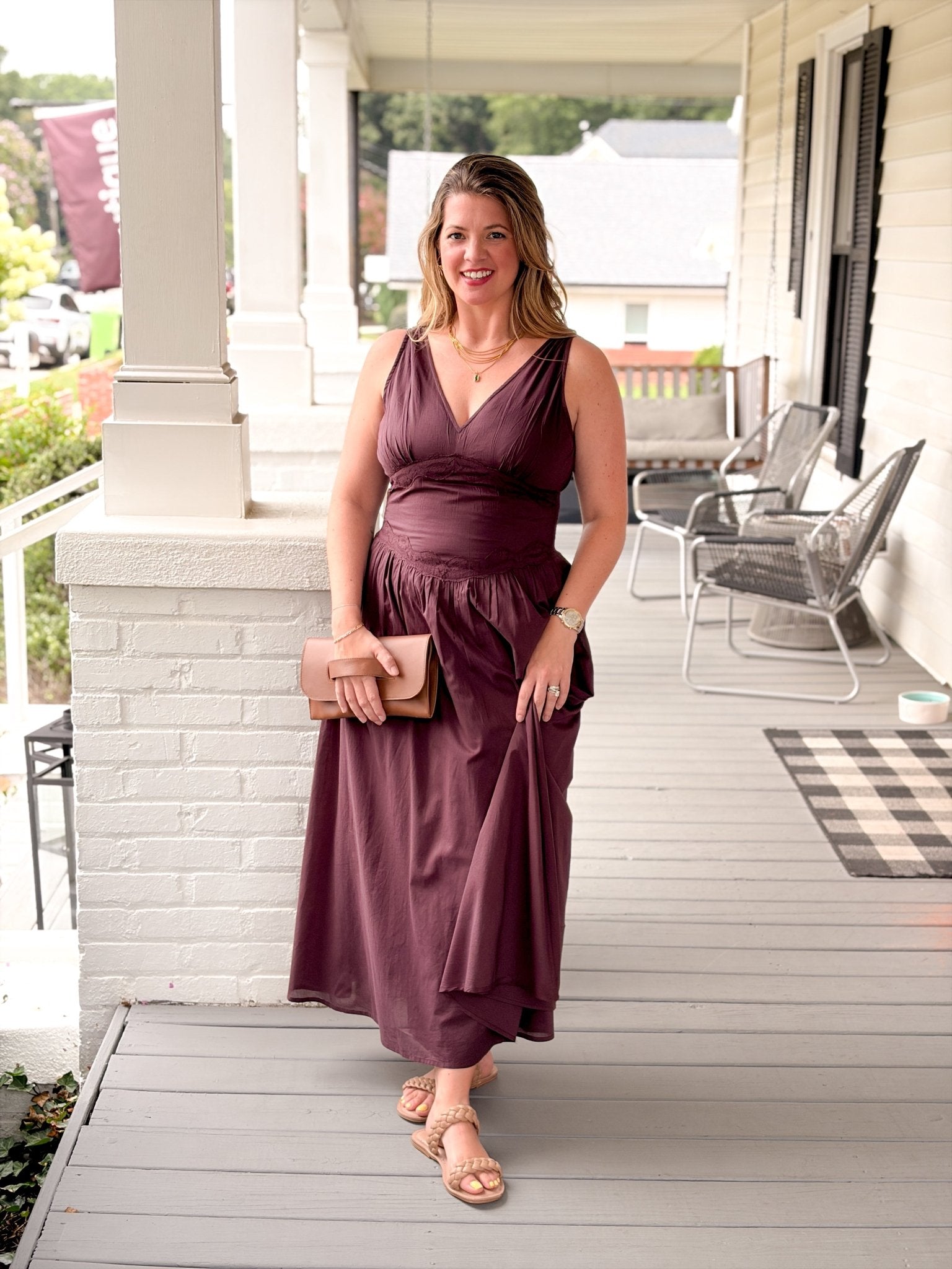 Rose & Lee Co Noralyn Dress, Dark Plum Casual Dresses