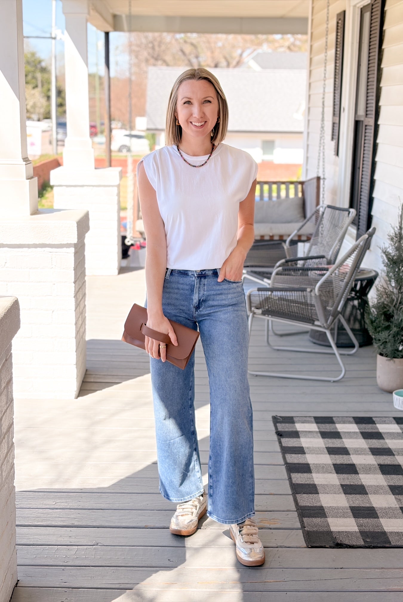 Medium Blue Wide Leg Mid Rise Denim Jean