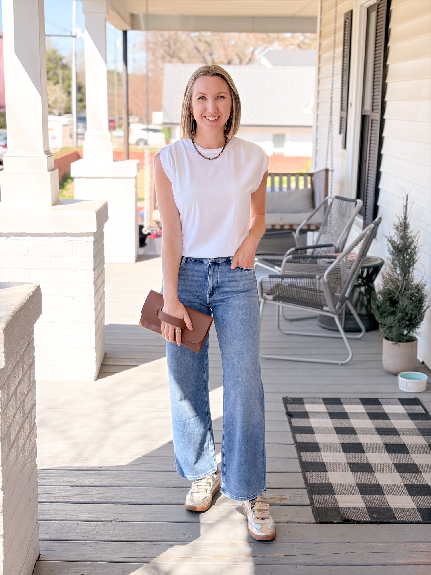 Medium Blue Wide Leg Mid Rise Denim Jean