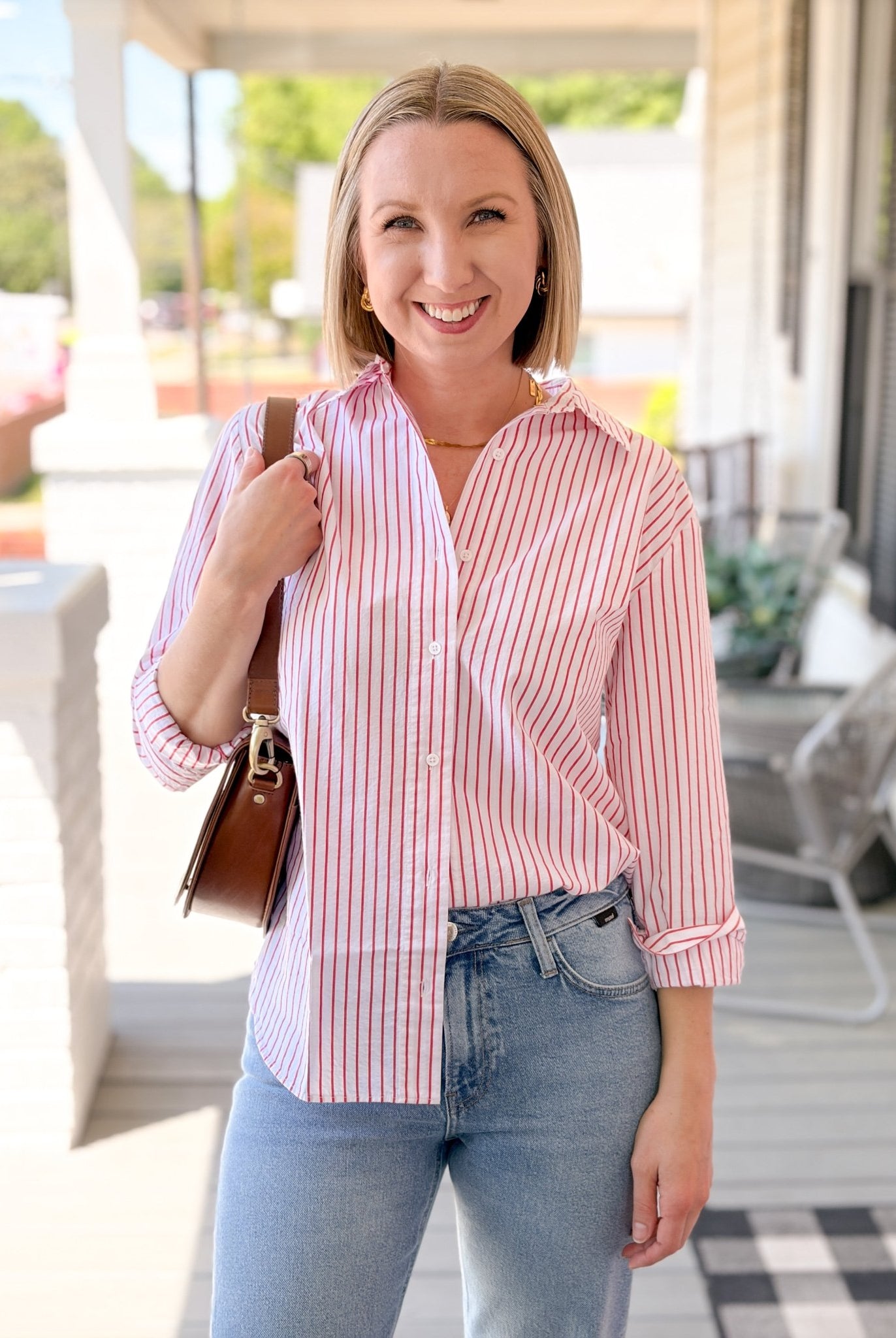 Rose & Lee Co Paris Top, Red Stripe by Mavi Jeans Long Sleeve