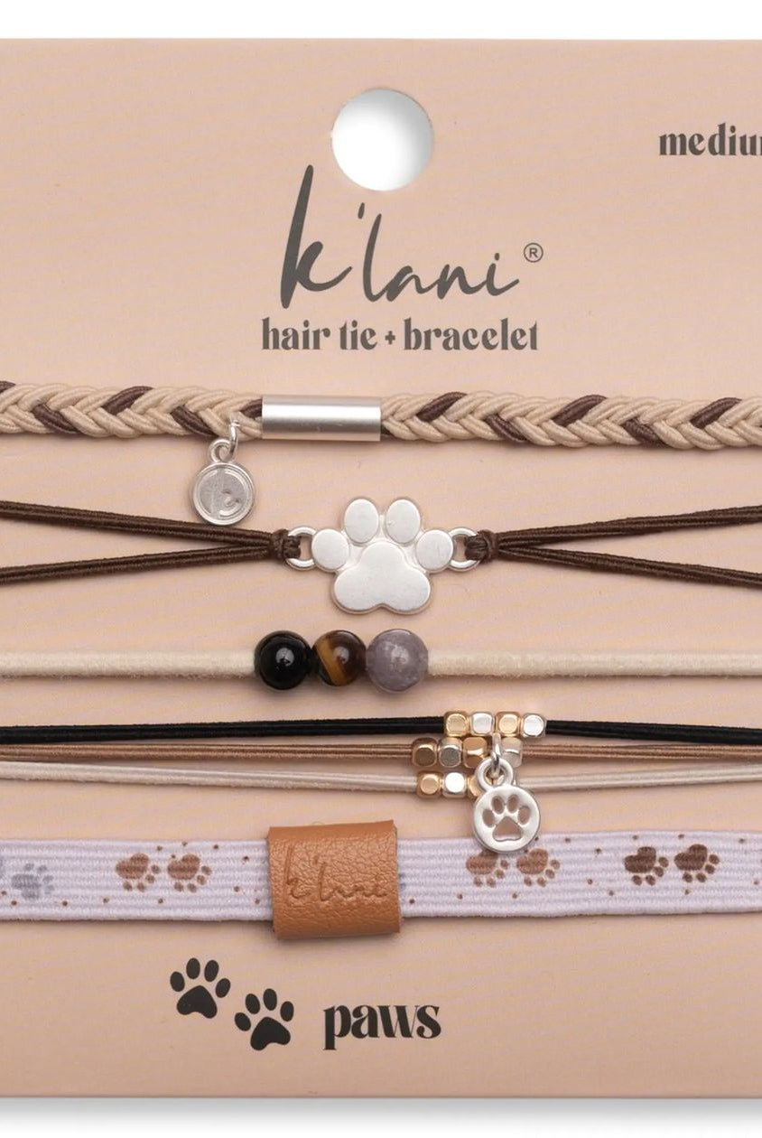 Rose & Lee Co Hair Tie Bracelet Set, Paws Hair