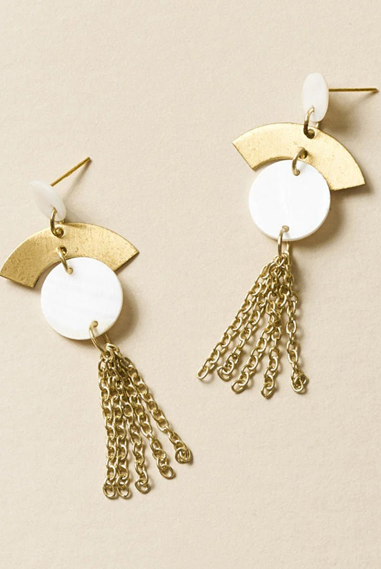 Rose & Lee Co Ishwari Dangle Earrings, Mother of Pearl Earrings