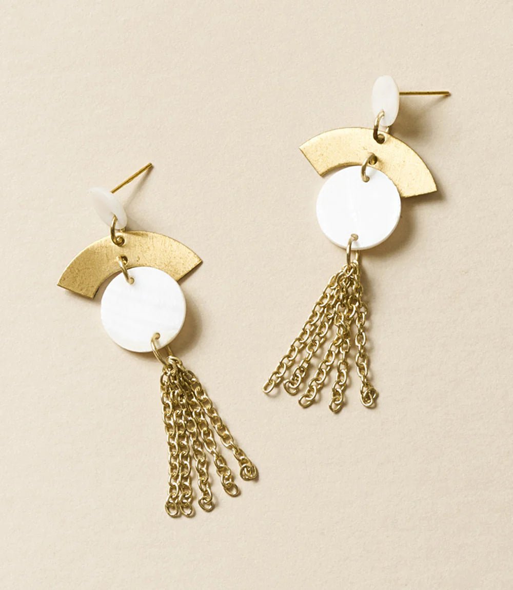 Rose & Lee Co Ishwari Dangle Earrings, Mother of Pearl Earrings