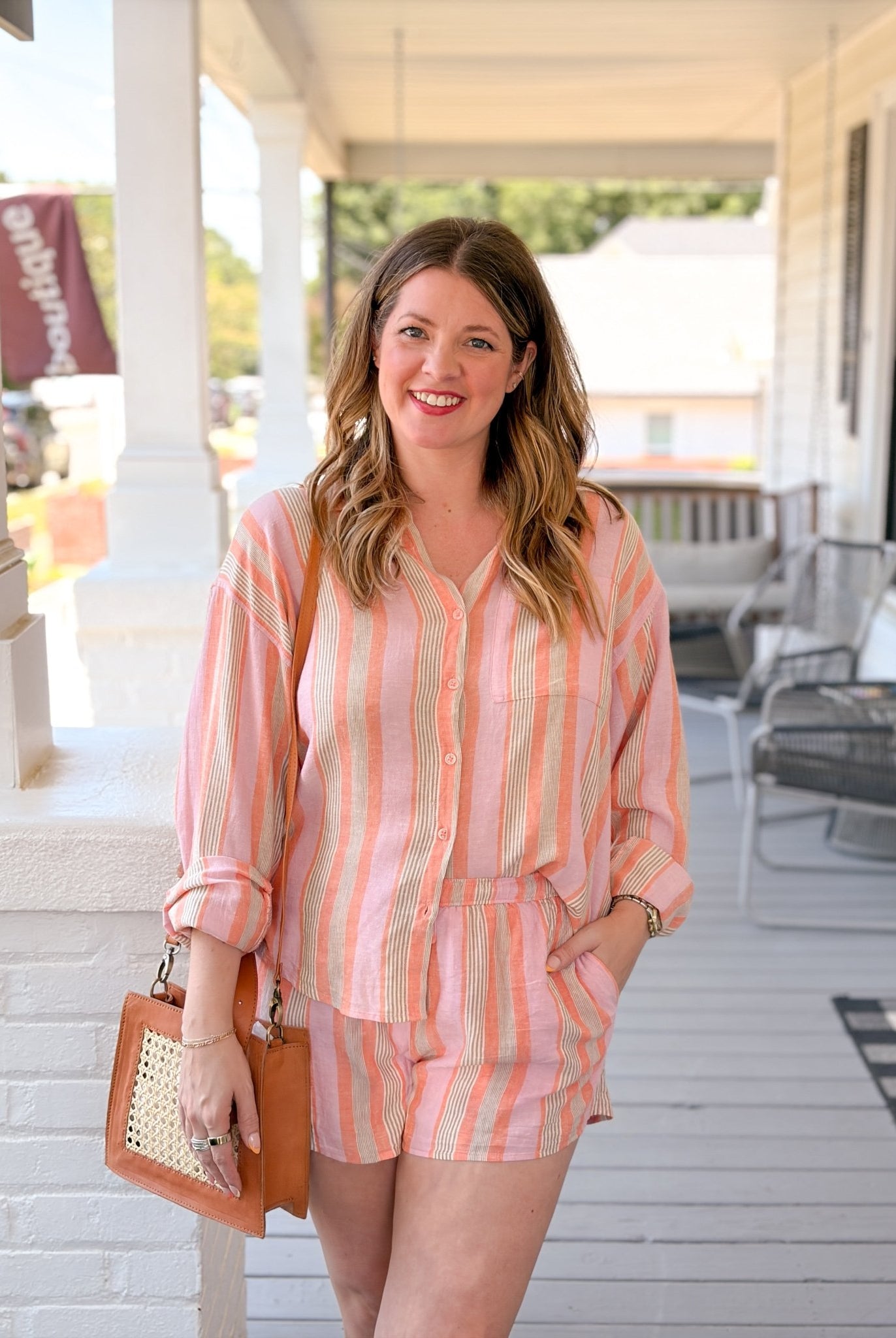Rose & Lee Co Perfect Striped Top, Tiger Lily by Z Supply Long Sleeve