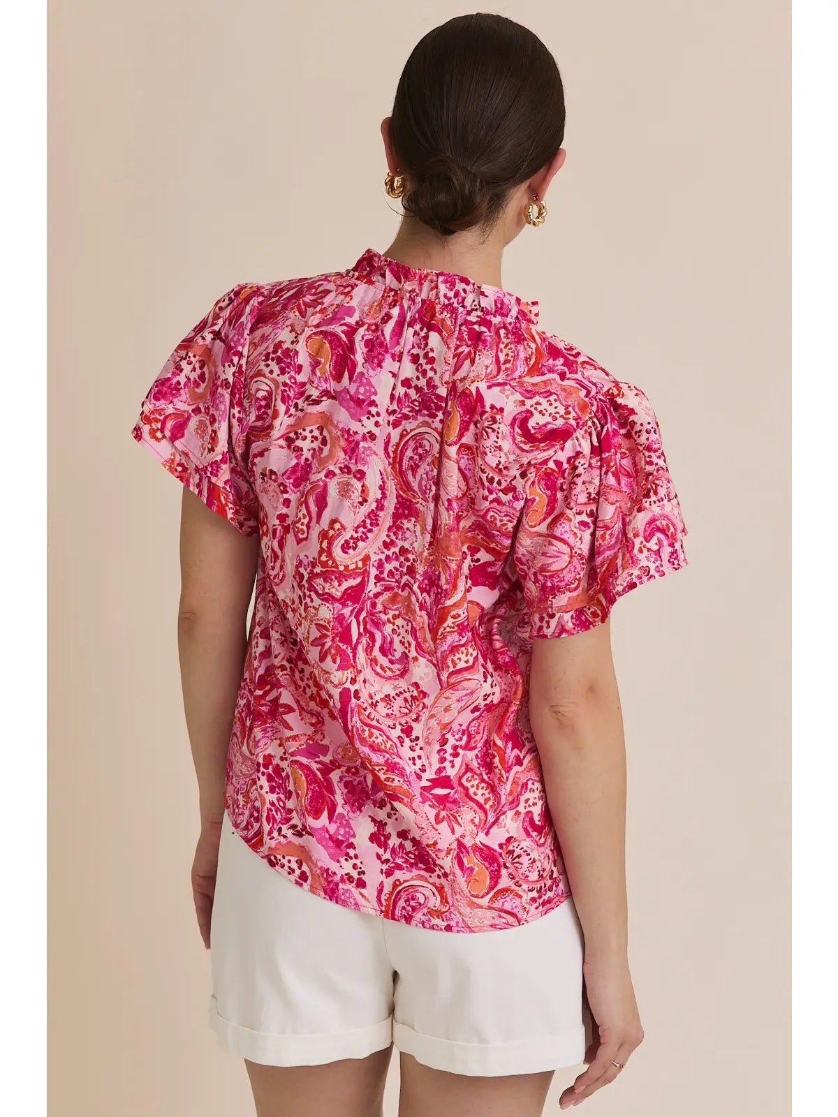 Rose & Lee Co Kalani Top, Pink/Multi Paisley Work Tops