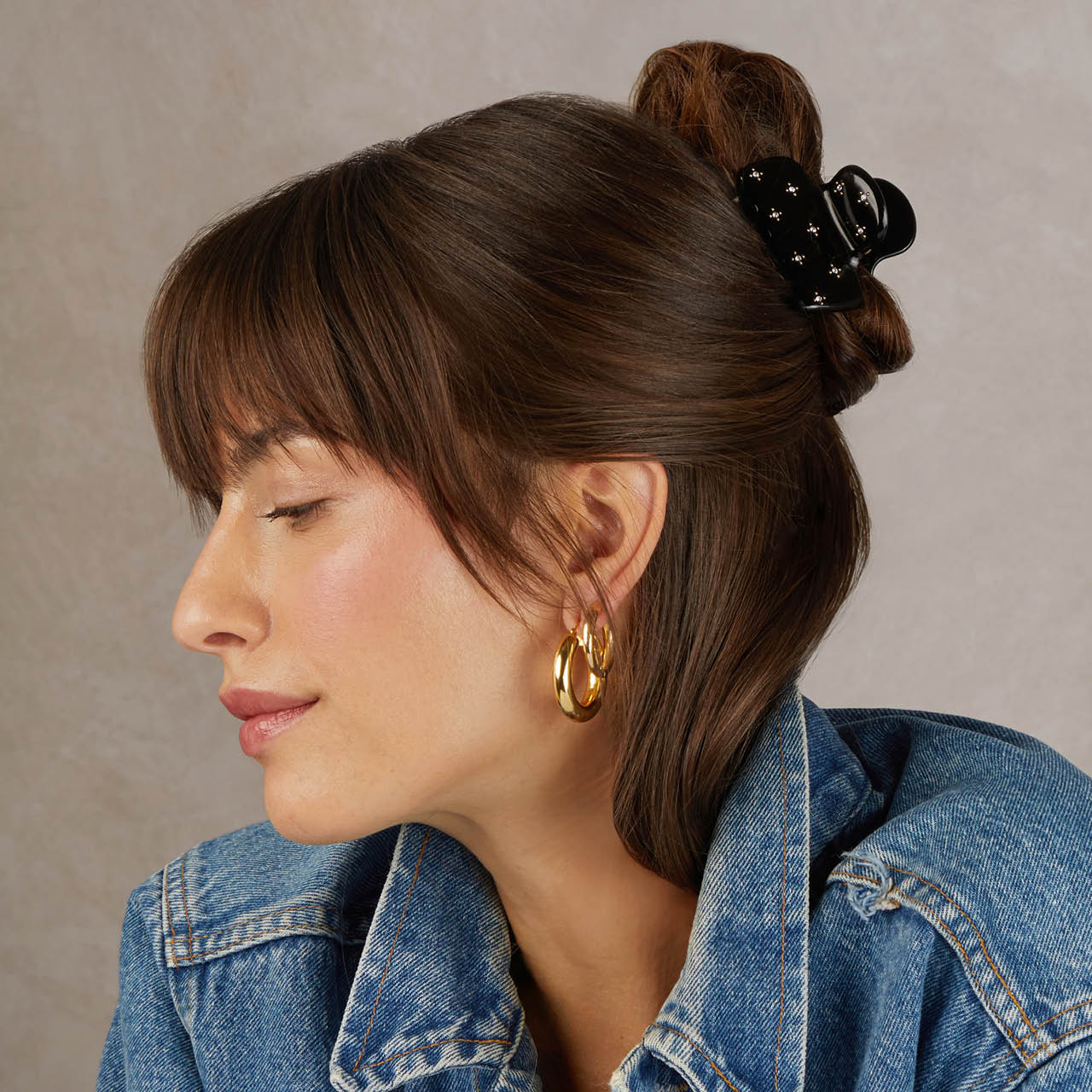 black rhinestone hair clip