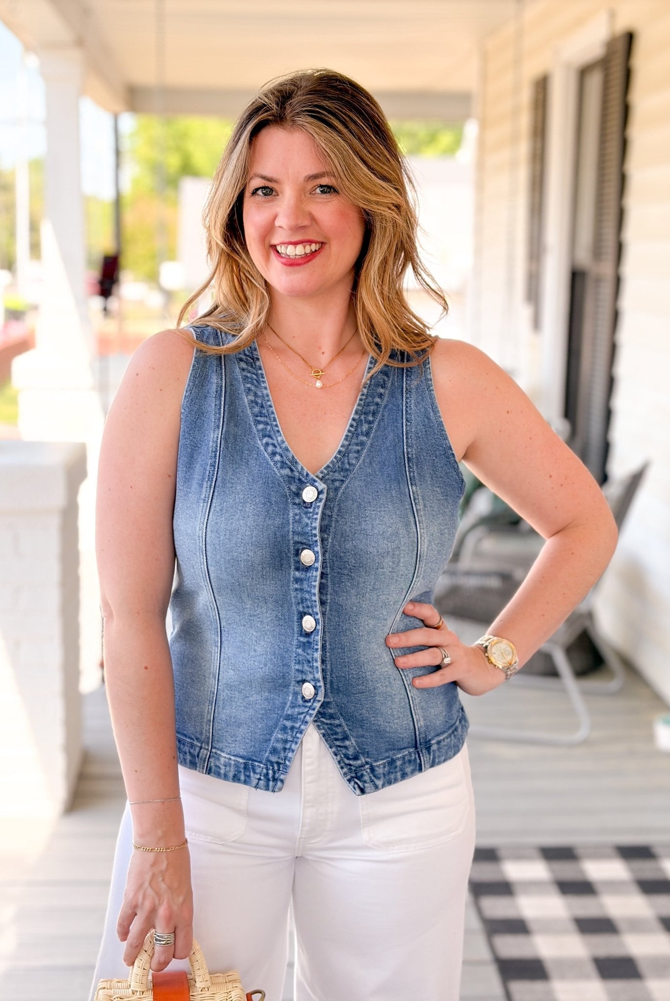 Rose & Lee Co Porto Denim Vest, Eternity by Z Supply Tanks