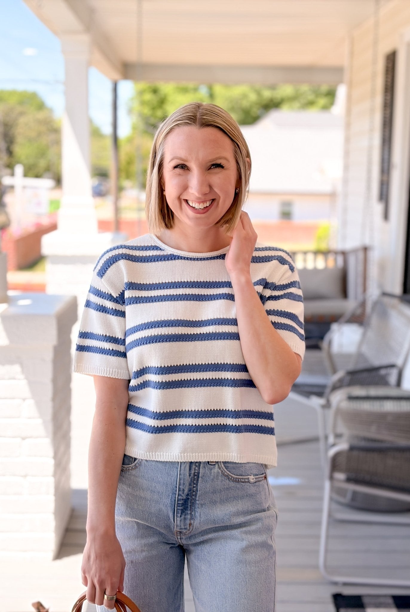 Rose & Lee Co Prado Sweater Tee, Lake Blue by Z Supply short sleeve