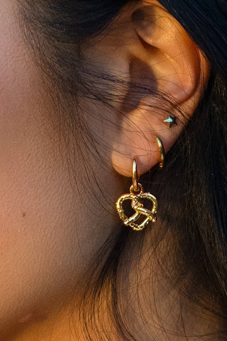 Rose & Lee Co Twist Me Up Hoops, 18K Gold Plated Earrings