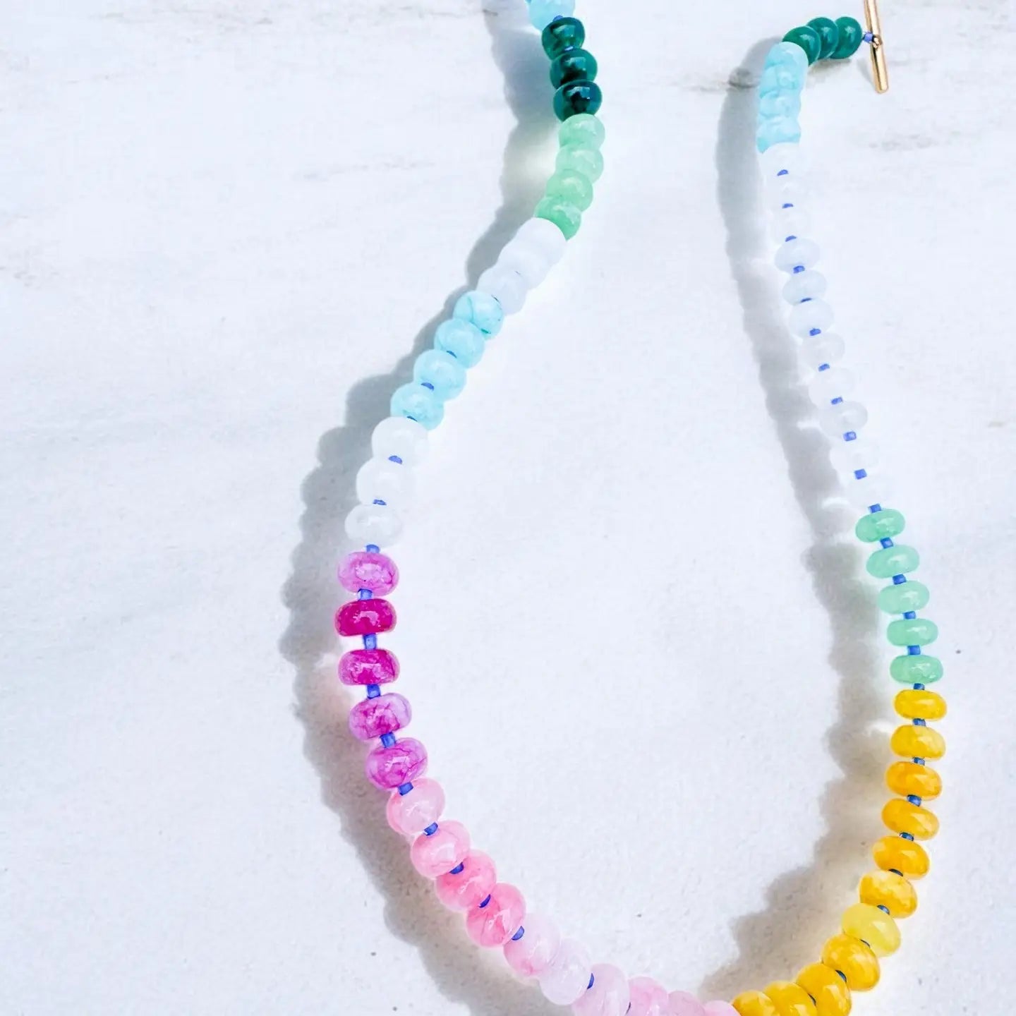 Bold Gemstone Beaded Necklace Rainbow Quartz