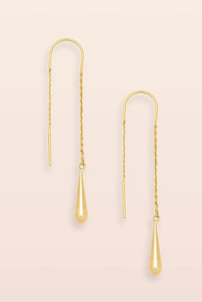 Rose & Lee Co Refined Earrings, Teardrop Threader/Gold Vermeil Earrings