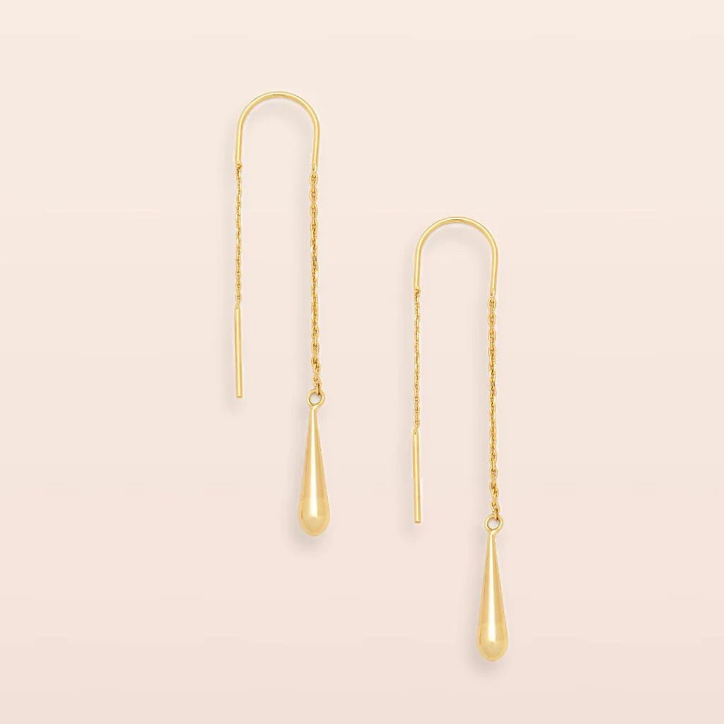 Rose & Lee Co Refined Earrings, Teardrop Threader/Gold Vermeil Earrings
