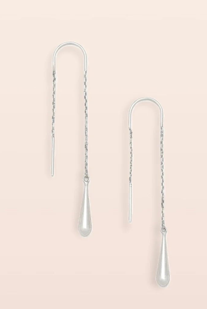 Rose & Lee Co Refined Earrings, Teardrop Threader/Sterling Silver Earrings