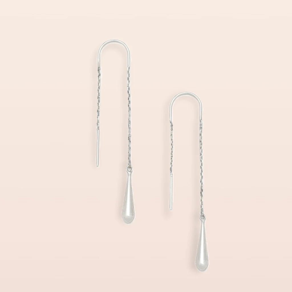 Rose & Lee Co Refined Earrings, Teardrop Threader/Sterling Silver Earrings