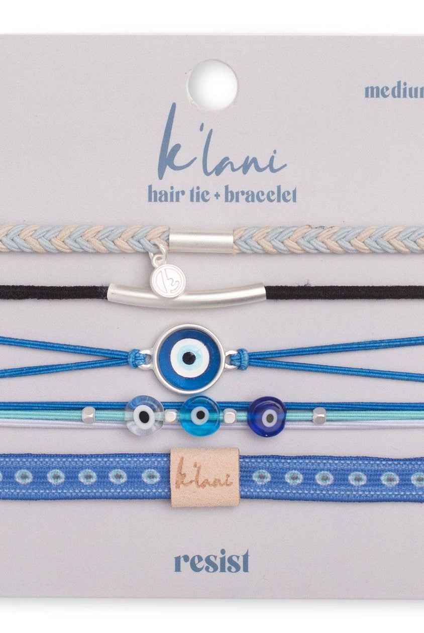 Blue Hair Tie Bracelet Set