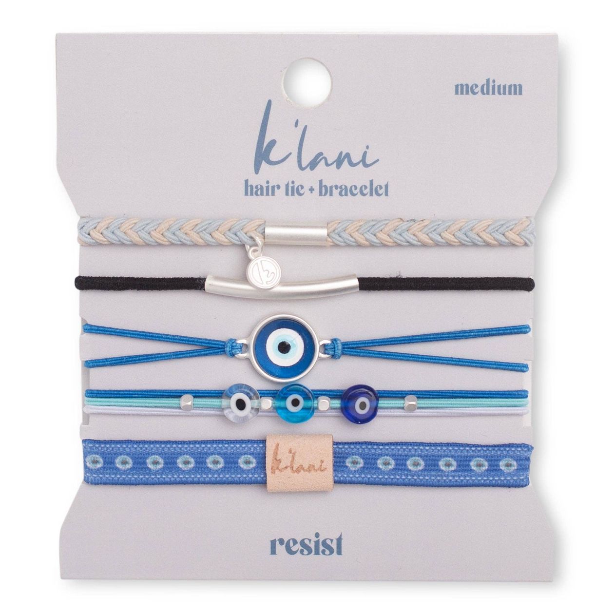 Blue Hair Tie Bracelet Set