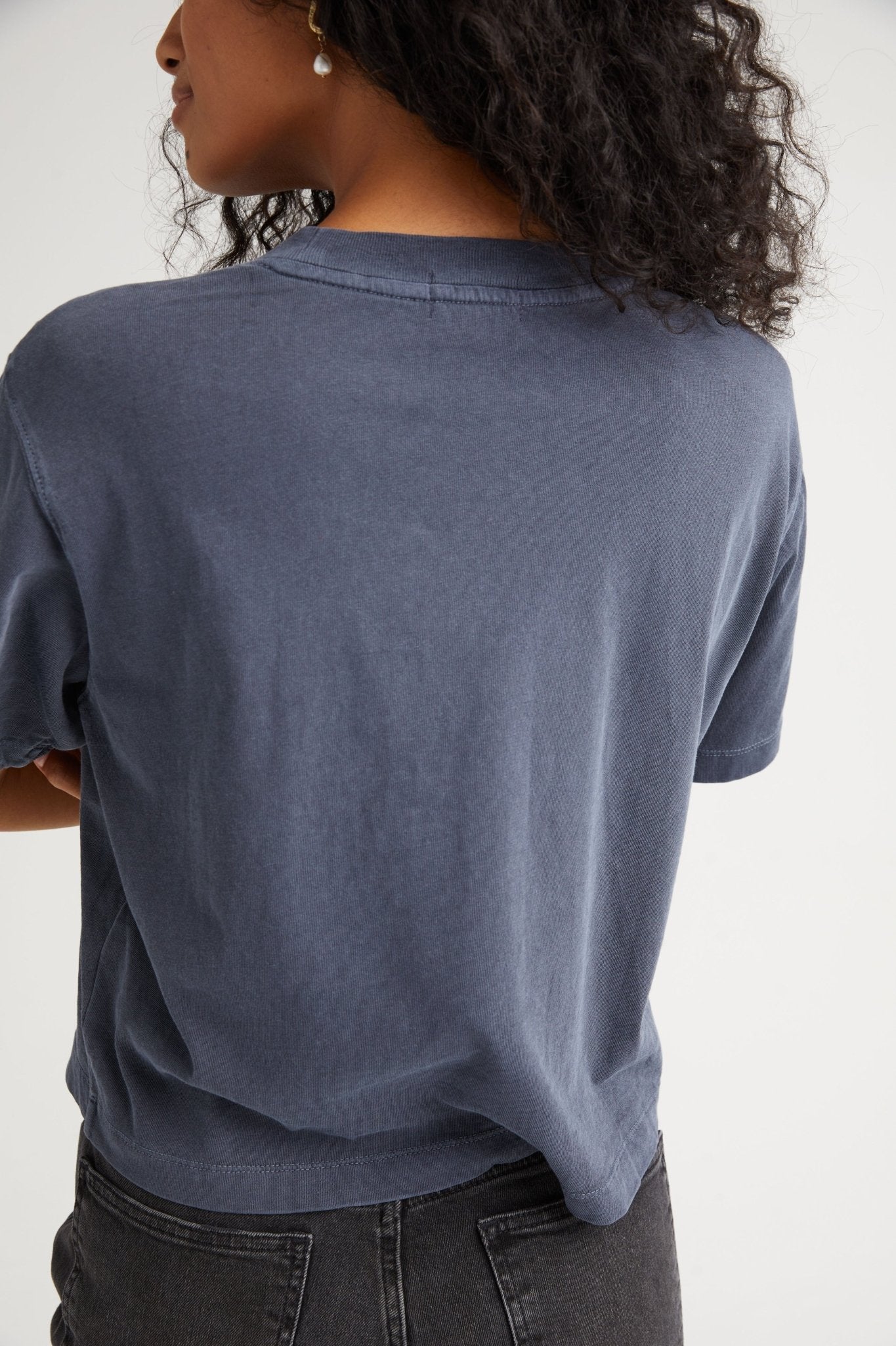 Rose & Lee Co Brecken Top, Blue Steel short sleeve