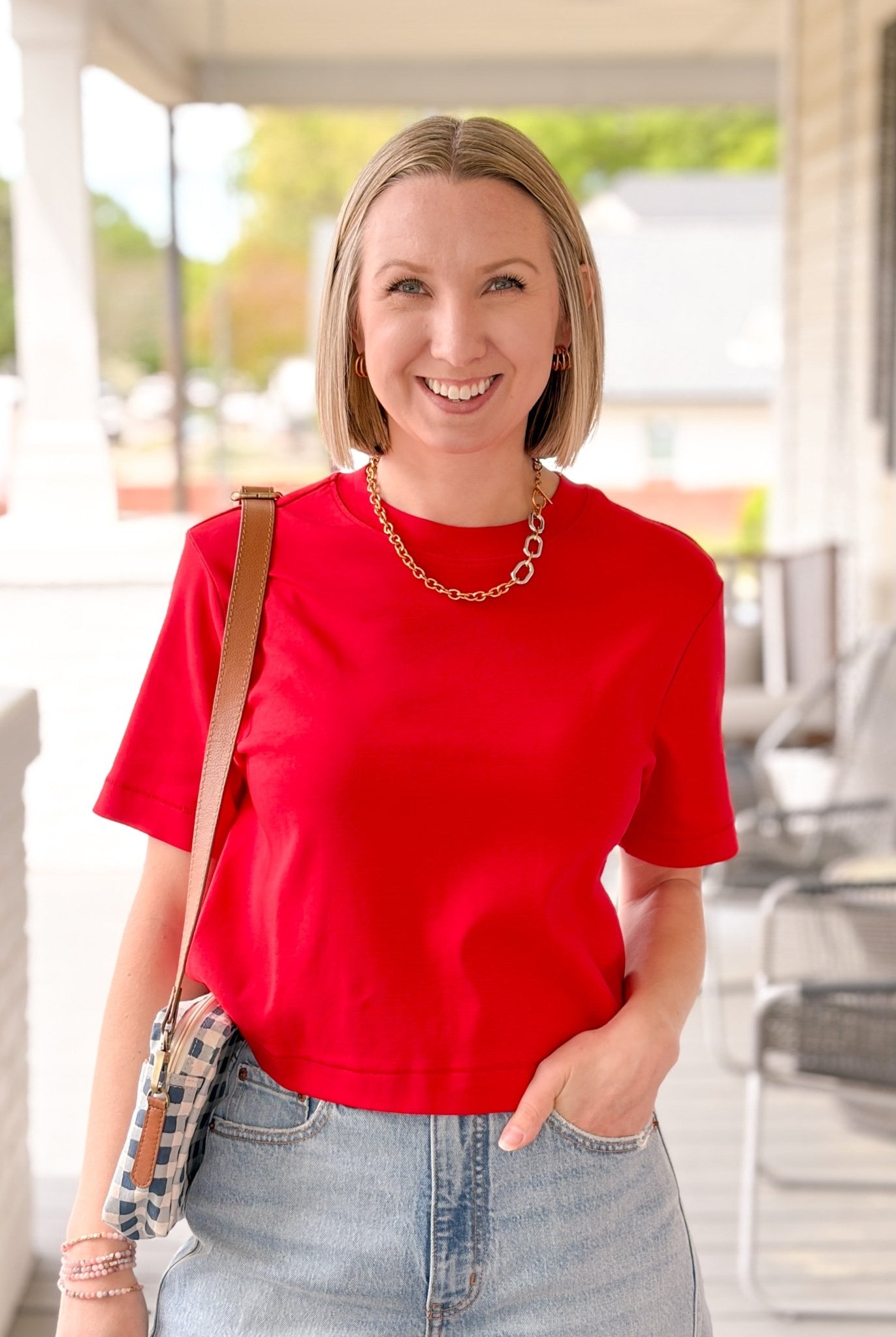 Rose & Lee Co Riley Top, Red by Mavi Jeans short sleeve