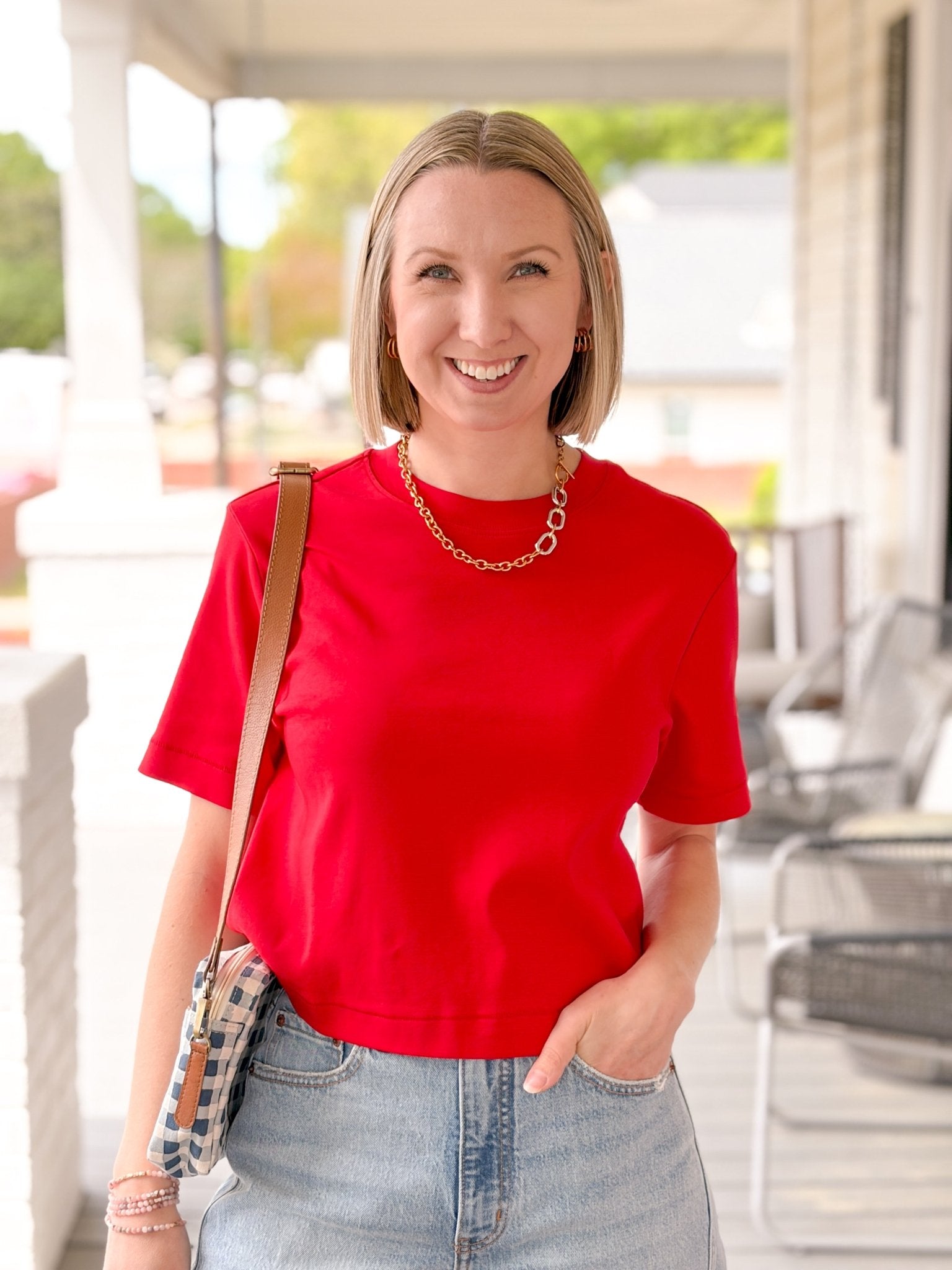 Rose & Lee Co Riley Top, Red by Mavi Jeans short sleeve