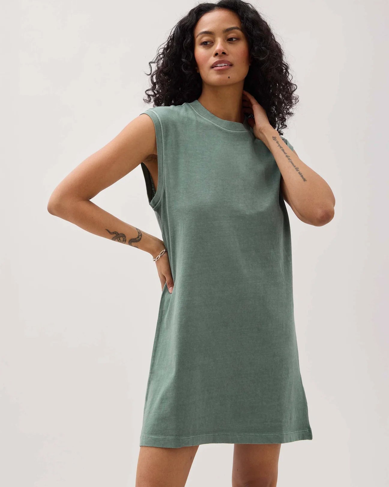Sage Green Relaxed Mini Length Dress