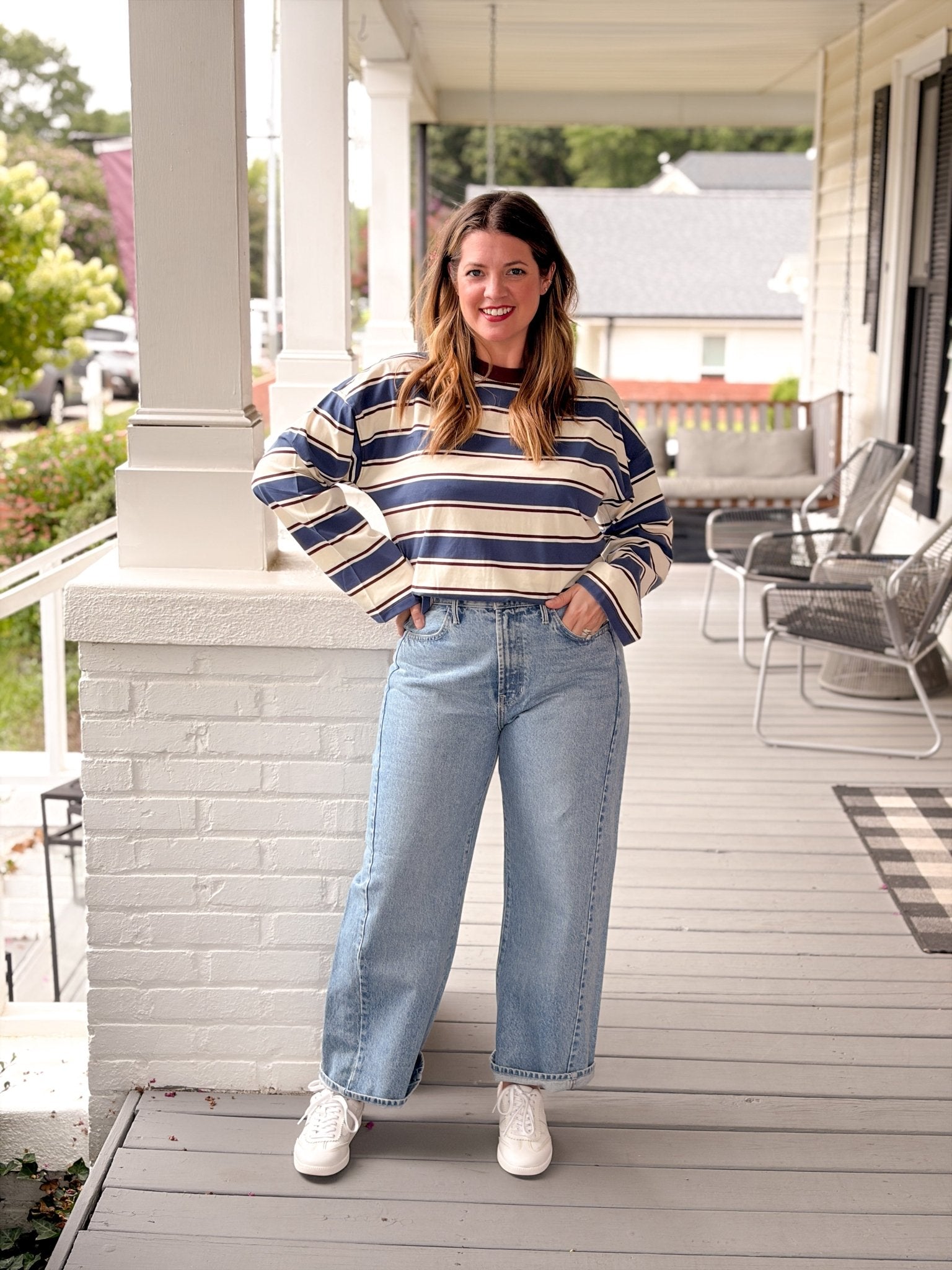 Rose & Lee Co Salinas Top, Cove Stripe Long Sleeve