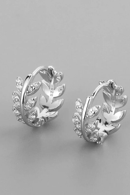 Rose & Lee Co Silver Leaf Huggie Earrings Earrings