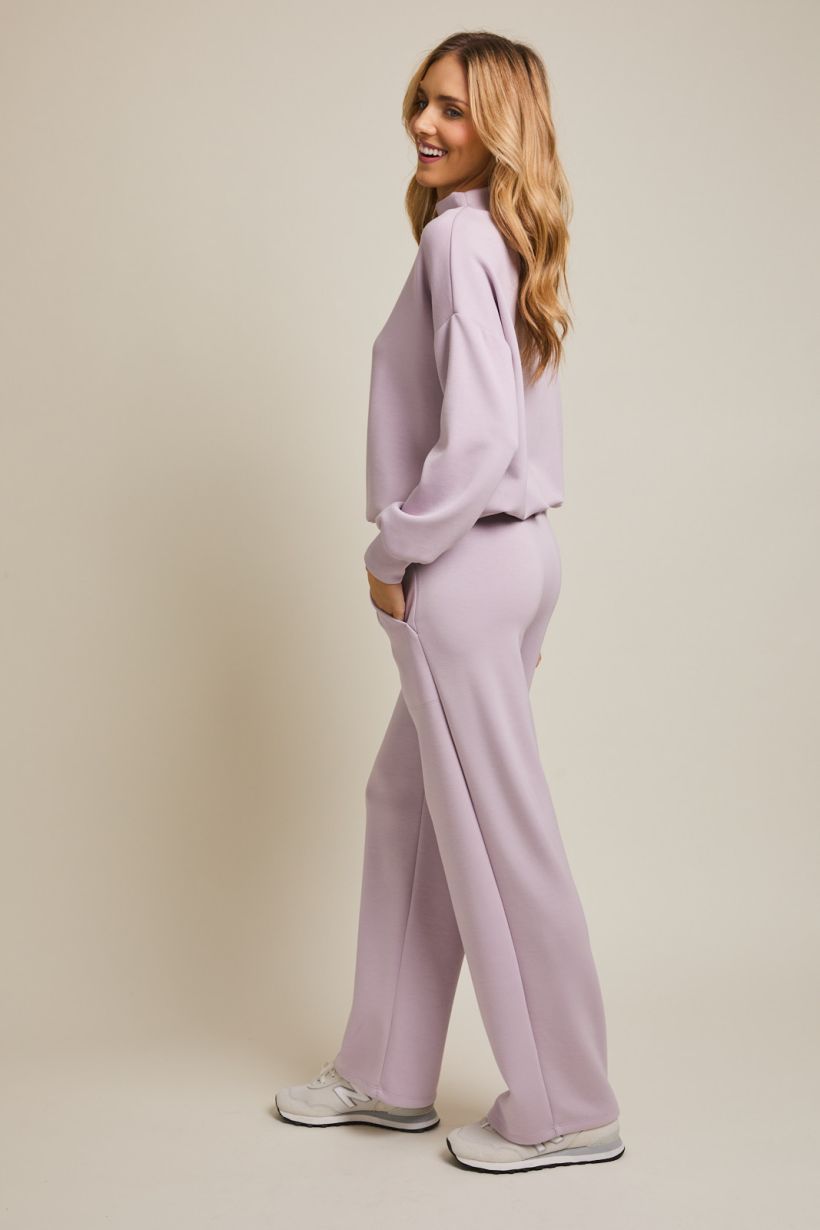 light lavender wide leg sweatpants