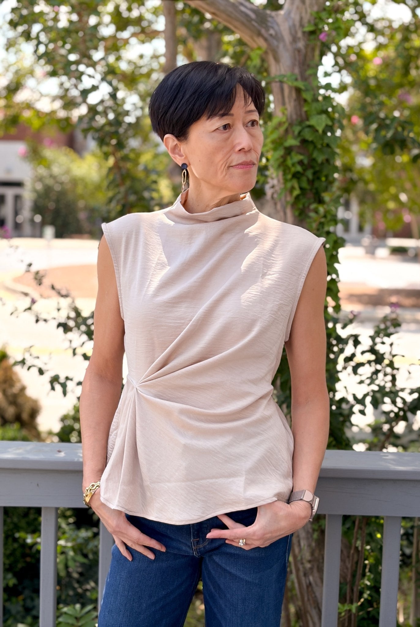 Rose & Lee Co Skyler Top, Oatmeal Work Tops
