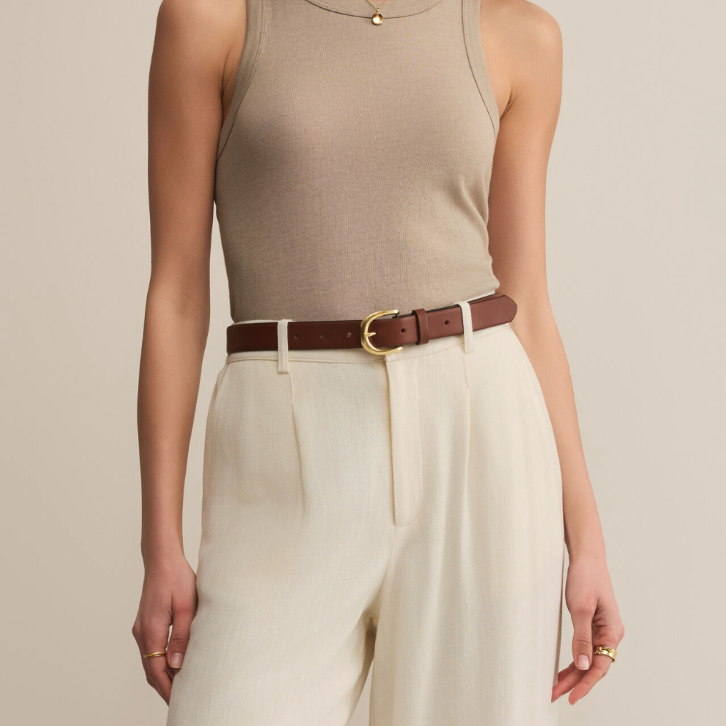 Taupe Sleeveless Crew Neck Tank Top