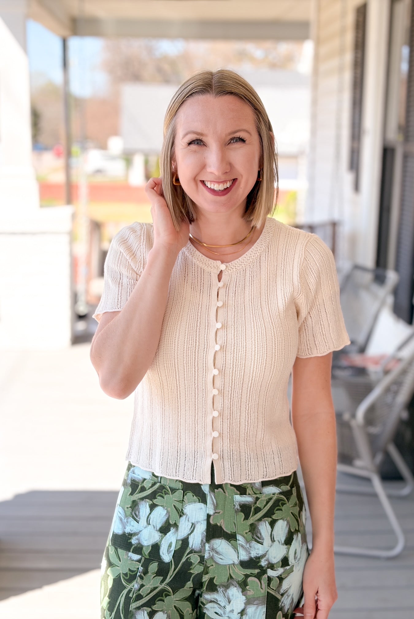Ivory Crochet Short Sleeve Top