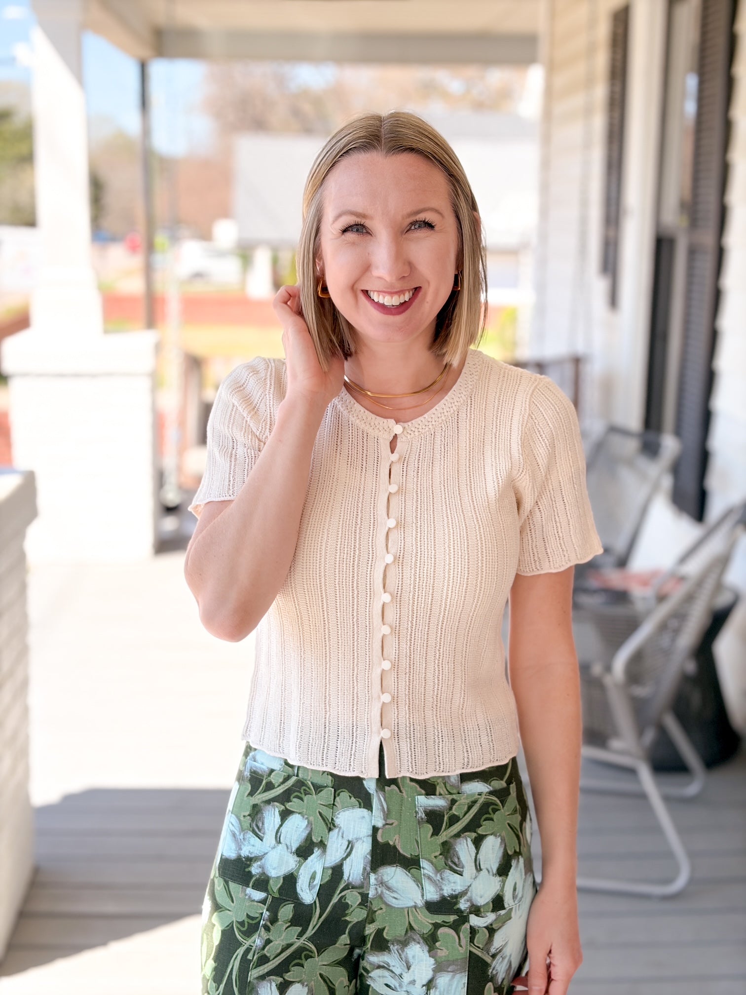 Ivory Crochet Short Sleeve Top