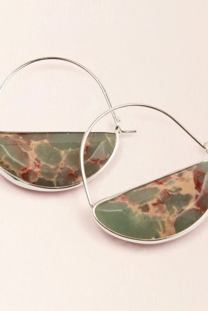 Rose & Lee Co Stone Prism Hoop Earrings, Aqua Terra/Silver Earrings