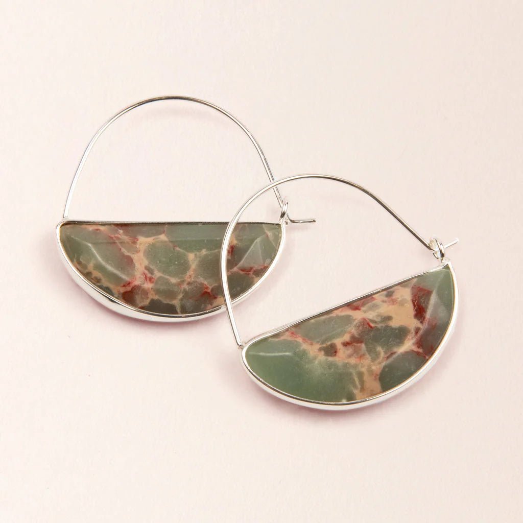 Rose & Lee Co Stone Prism Hoop Earrings, Aqua Terra/Silver Earrings