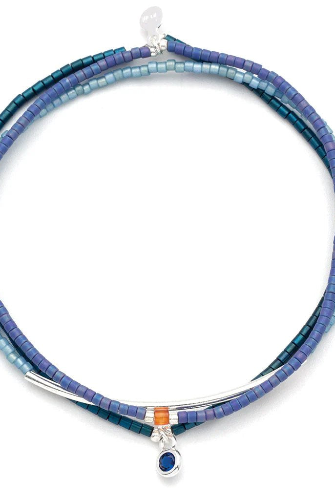 Rose & Lee Co Tonal Chromacolor Miyuki Bracelet Trio, Cobalt/Silver Bracelets