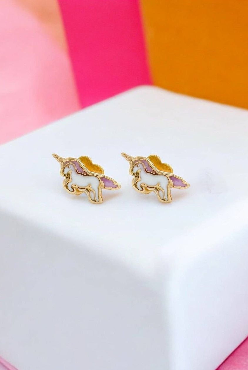 Rose & Lee Co Kids Earrings, Unicorn Tiny Stud Earrings