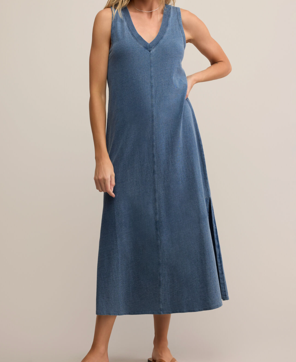 Vintage Indigo Sleeveless Midi Dress