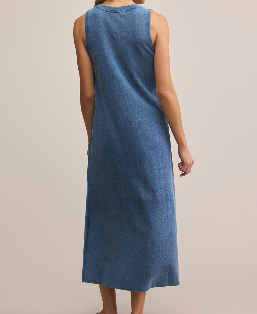 Vintage Indigo Sleeveless Midi Dress